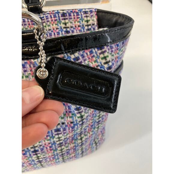 COACH F17699 MULTI COLOR TWEED, PATTON LEATHER SHOULDER BAG - Picture 8 of 16